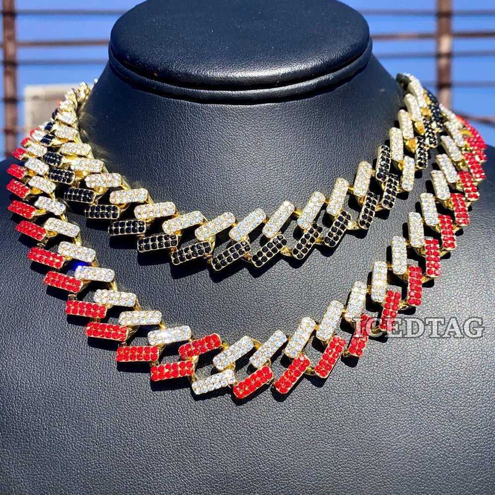 Iced Out Colorful Miami Cuban Edge Hip Hop Chain